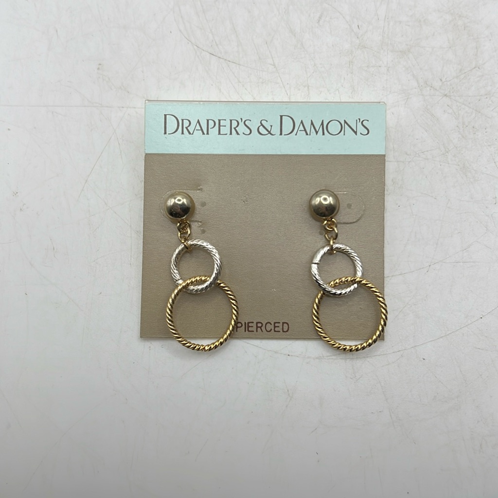Nwt Drapers & Damons Earrings Stud Dangle Gold Tone Circle Women Jewelry